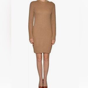 Michael Kors Ribbed Knit Sweater Dress Dark Camel Women Sz XS NWT
